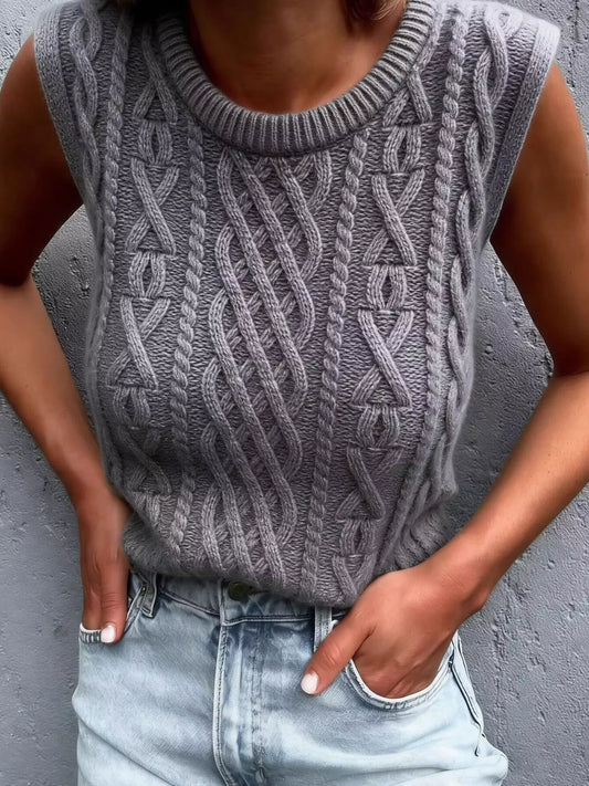 Women's Cable Knit Sweater Vest — women's knitwear Australia
