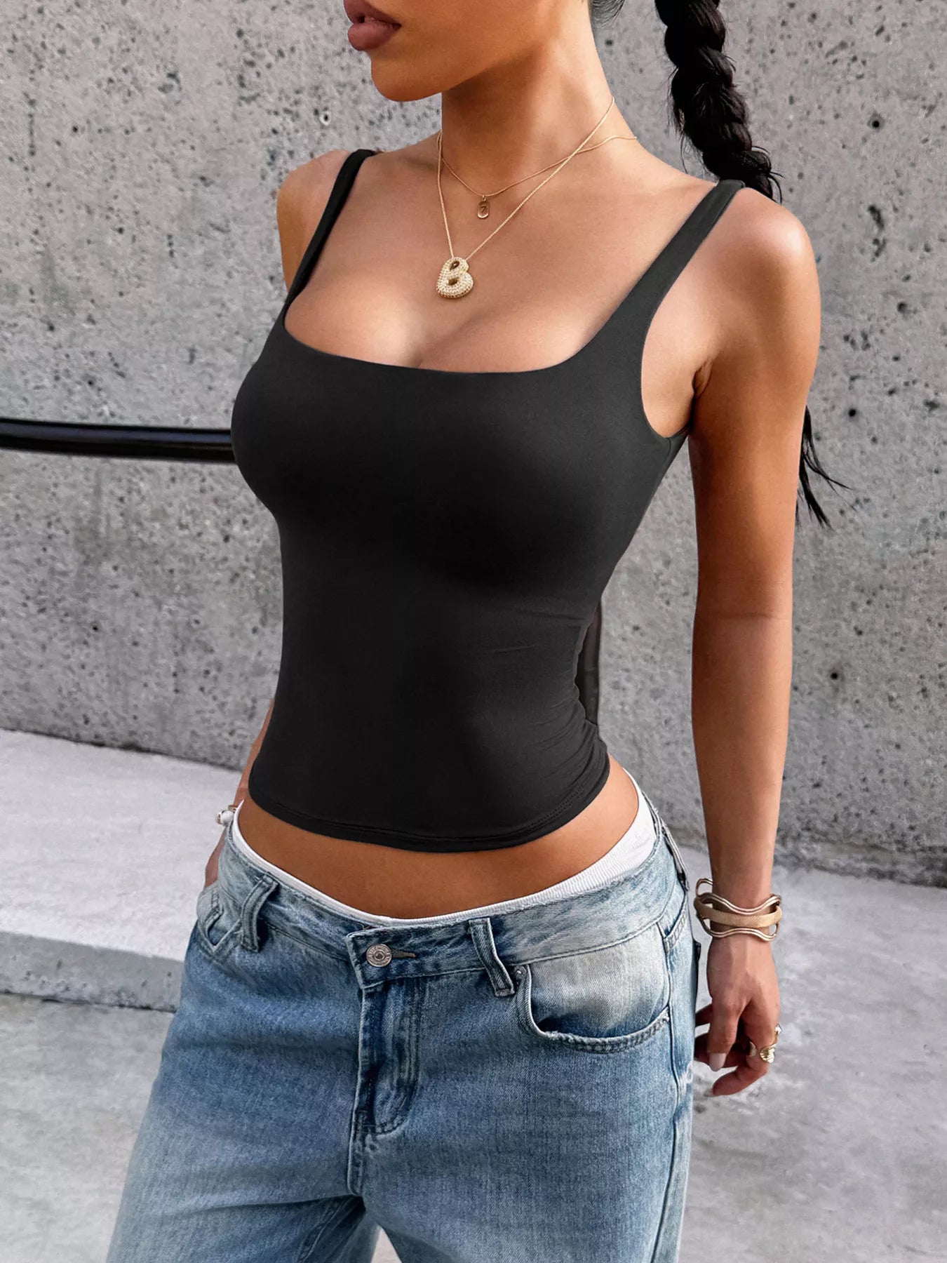 Square Neck Slim Fit Tank Top — women's tank top Australia