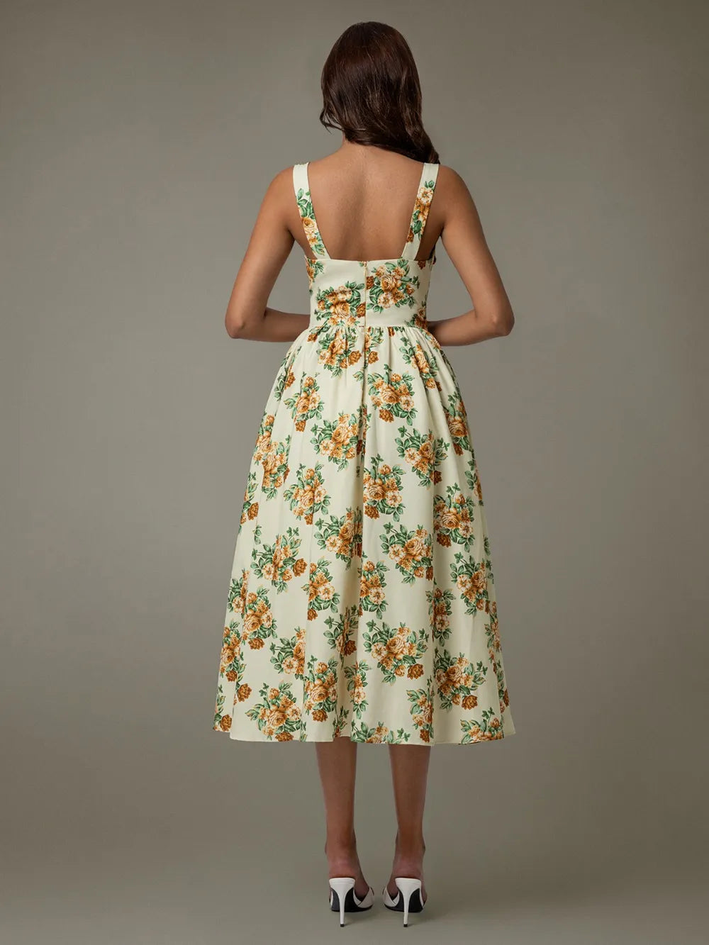 Women's Lace Trim Floral Sleeveless Midi Dress — Chic and Unique AU
