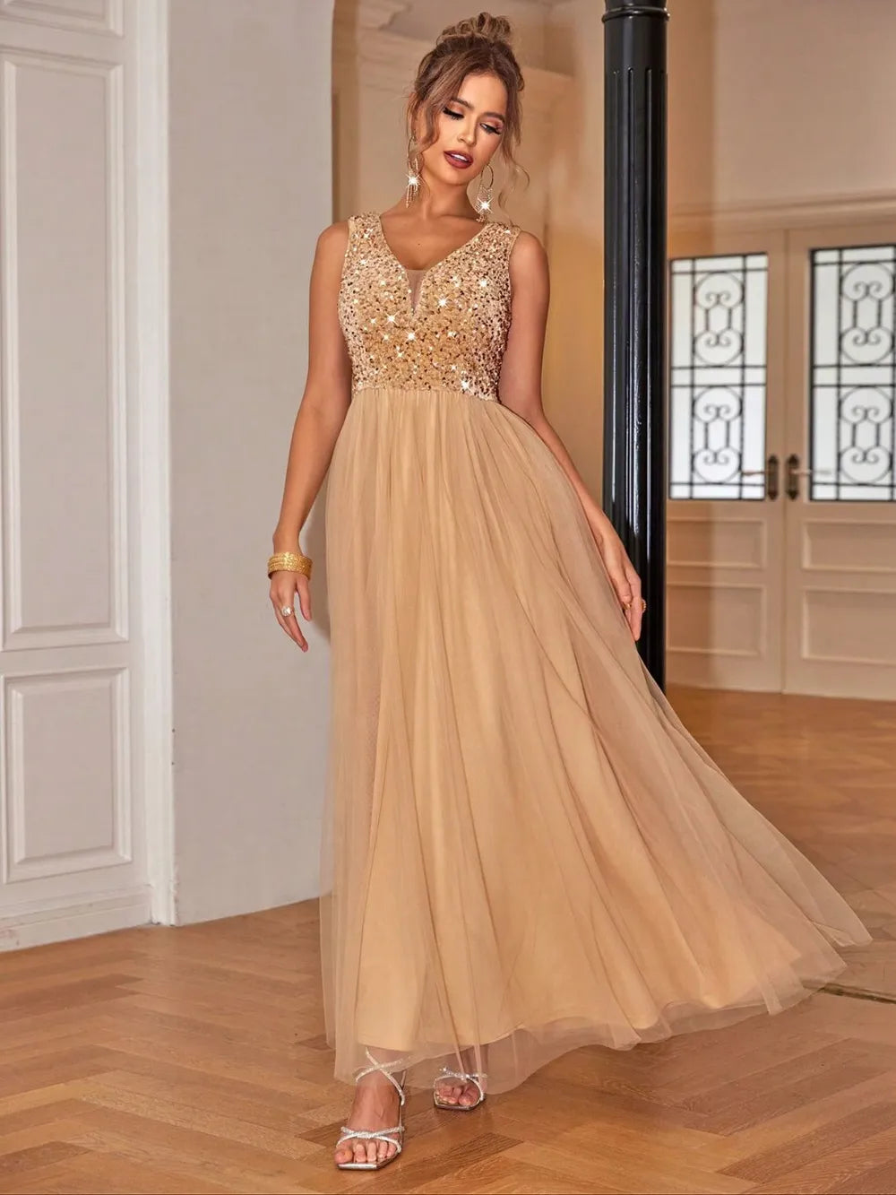 Women's Sequin V-Neck Sleeveless Cocktail Dress — Chic and Unique AU
