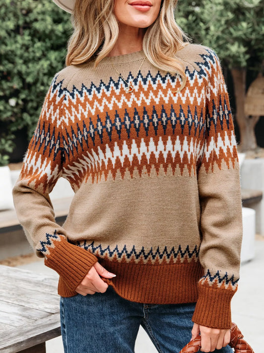 Women's Color Block Crew Neck Sweater — women's knitwear Australia
