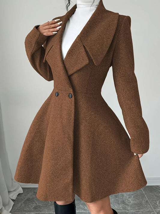 Double-Breasted Fit & Flare Coat — women's coat Australia
