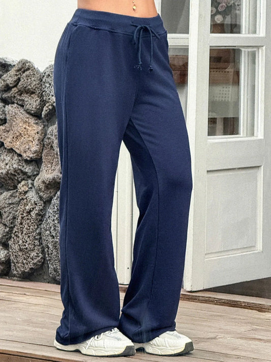 Drawstring Wide Leg Active Pants — women's activewear Australia
