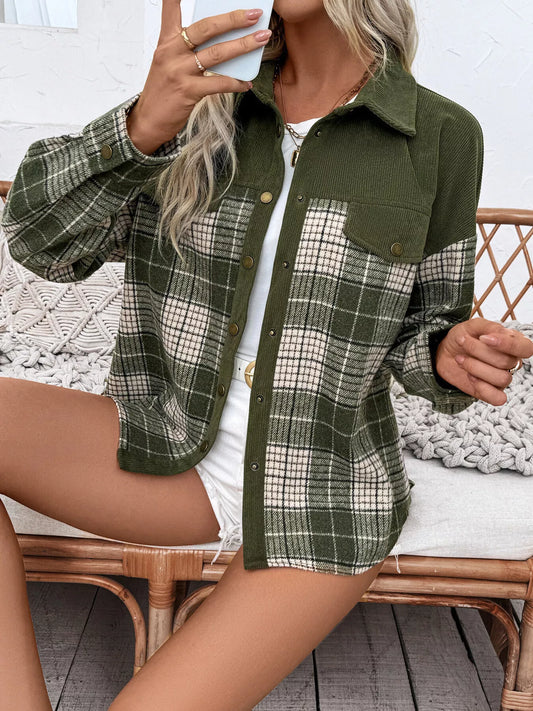 Plaid Button Up Long Sleeve Shacket — women's outerwear Australia