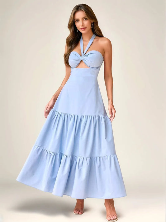 Twist Front Cutout Tiered Maxi Dress — women's maxi dress Australia