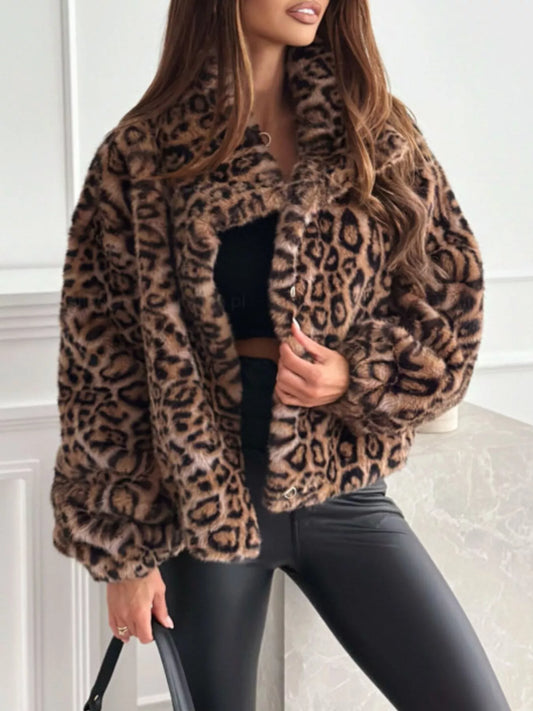Leopard Faux Fur Cropped Jacket — women's jacket Australia