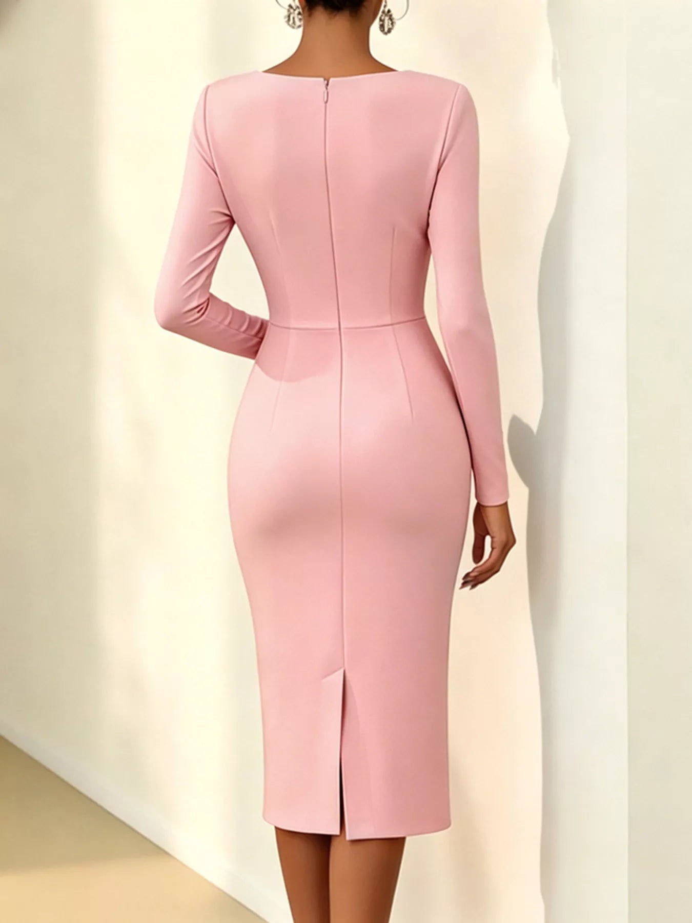 Women's Rose Embellished Asymmetrical Neck Midi Dress — Chic and Unique AU
