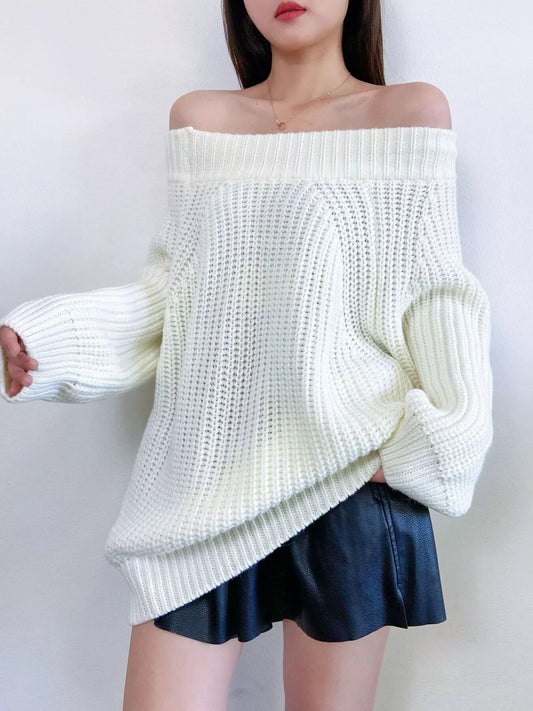 Women's Off-Shoulder Chunky Knit Sweater — women's knitwear Australia