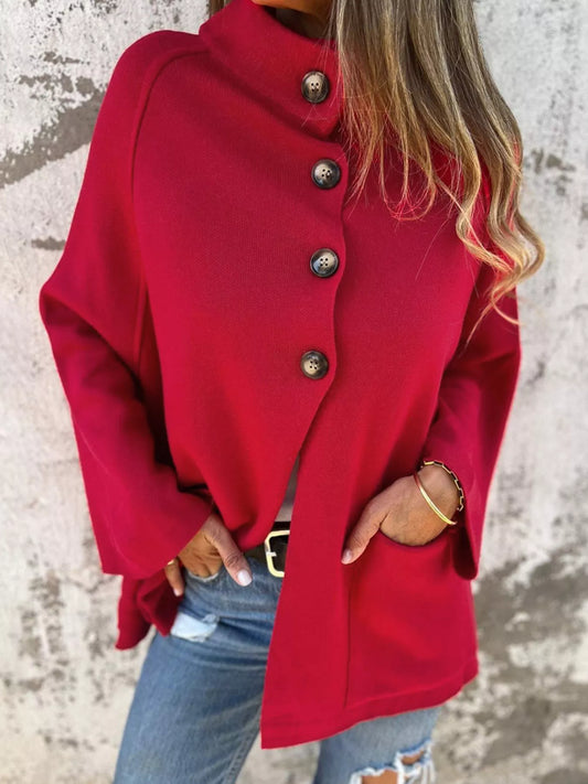 Women's Collared Button Front Wrapped Cardigan — women's knitwear Australia