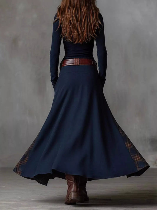 Full Size Button Front Plaid Patchwork Maxi Dress Plus Size — women's maxi dress Australia