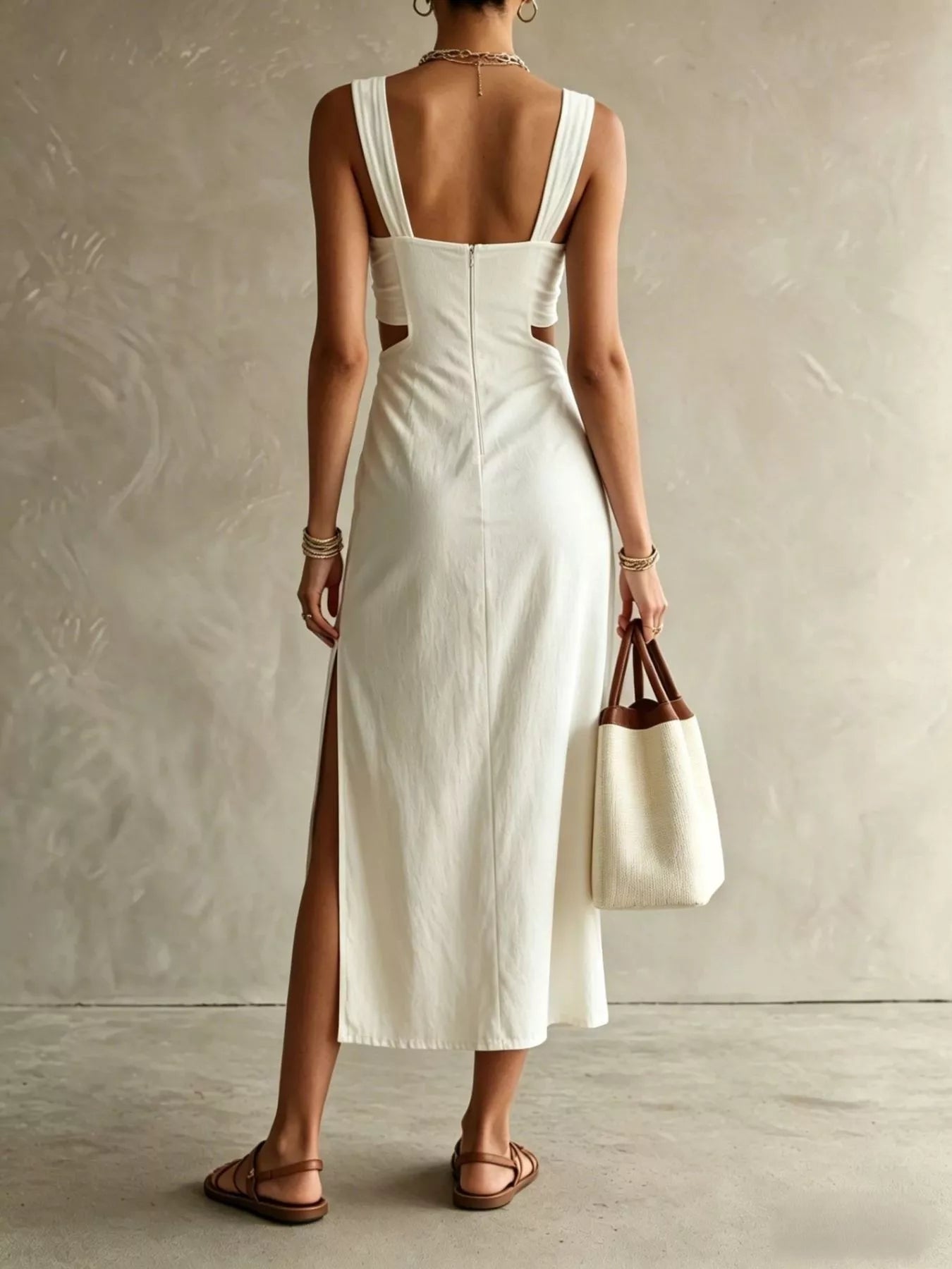Women's Ruched Cut-Out Midi Dress — Chic and Unique AU