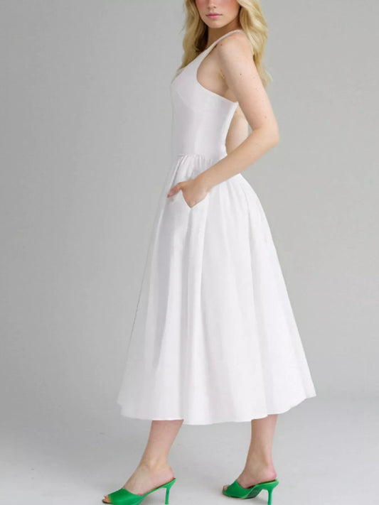 Halter Neck Midi Dress with Pockets — women's casual dress Australia