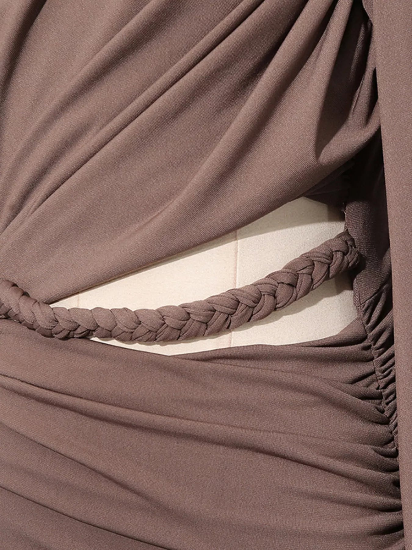 Women's Ruched Long-Sleeve Maxi Dress with Cutout Detail — Chic and Unique AU