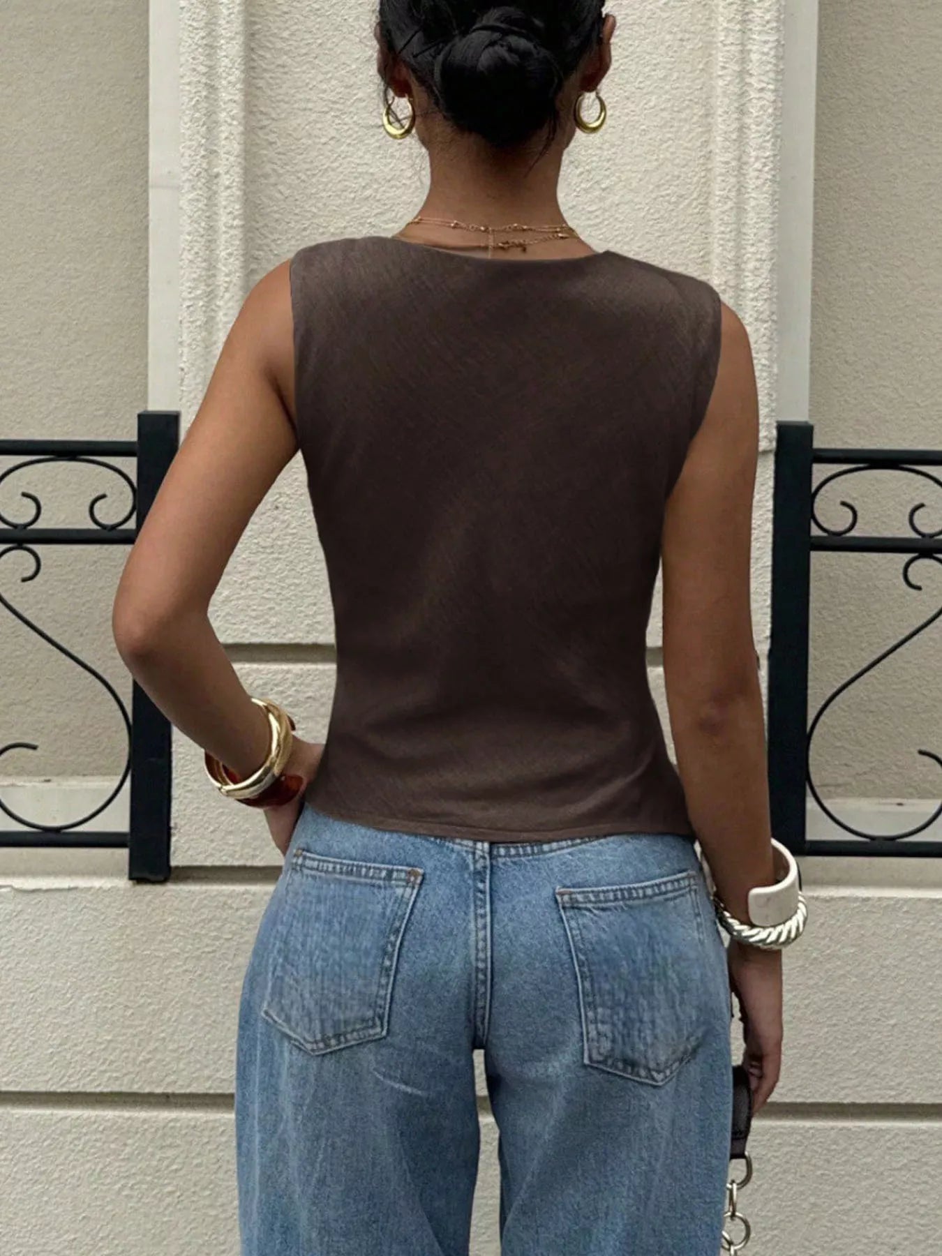 Cowl Neck Sleeveless Tank — women's tank top Australia