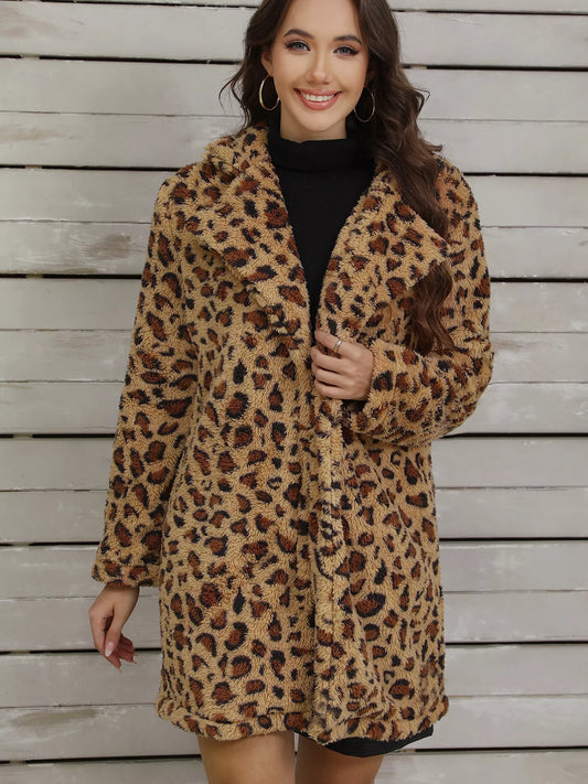 Leopard Fuzzy Teddy Coat — women's coat Australia