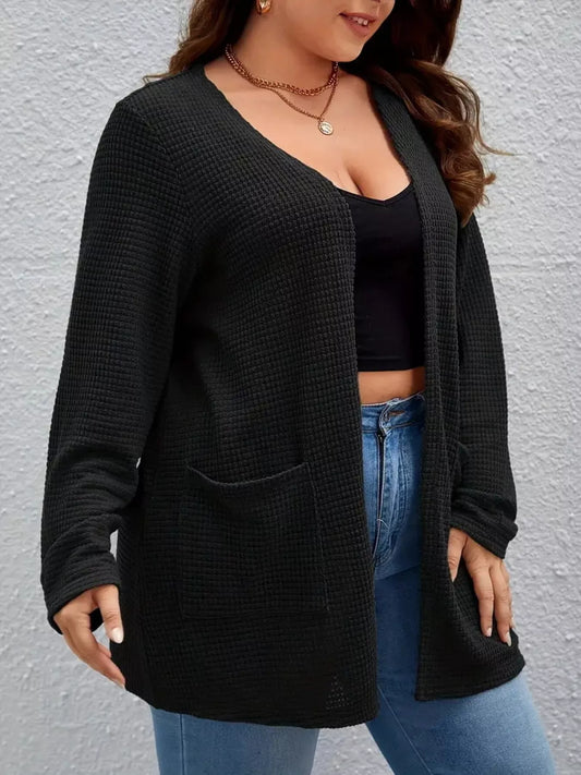 Women's Plus Size Open Front Long Sleeve Knit Cardigan — women's knitwear Australia