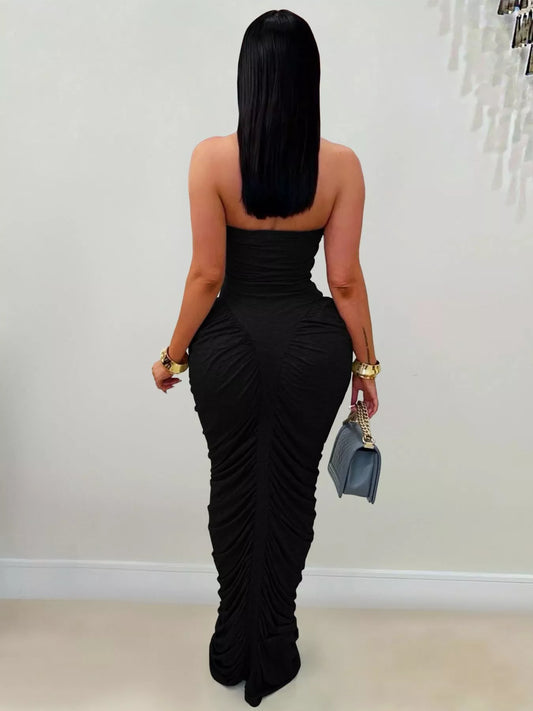 Strapless Ruched Bodycon Maxi Dress — evening dress Australia