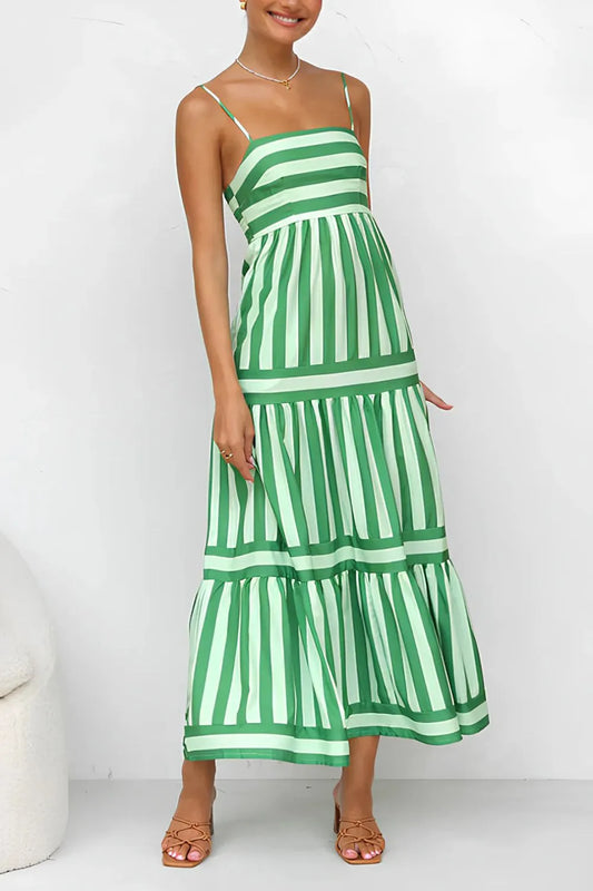 Striped Tiered Maxi Cami Dress — women's maxi dress Australia