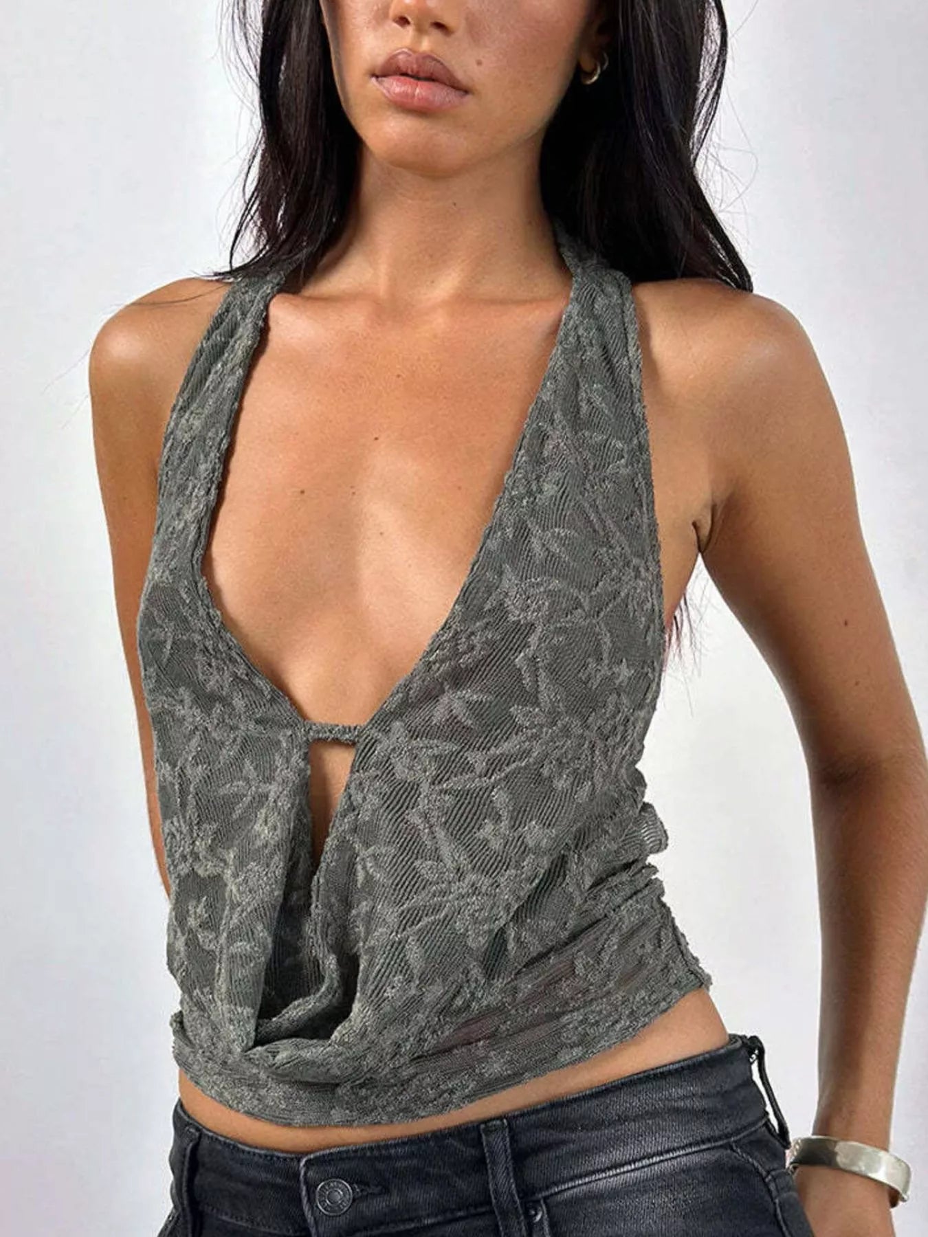 Floral Lace Halter Neck Cami — women's cami Australia