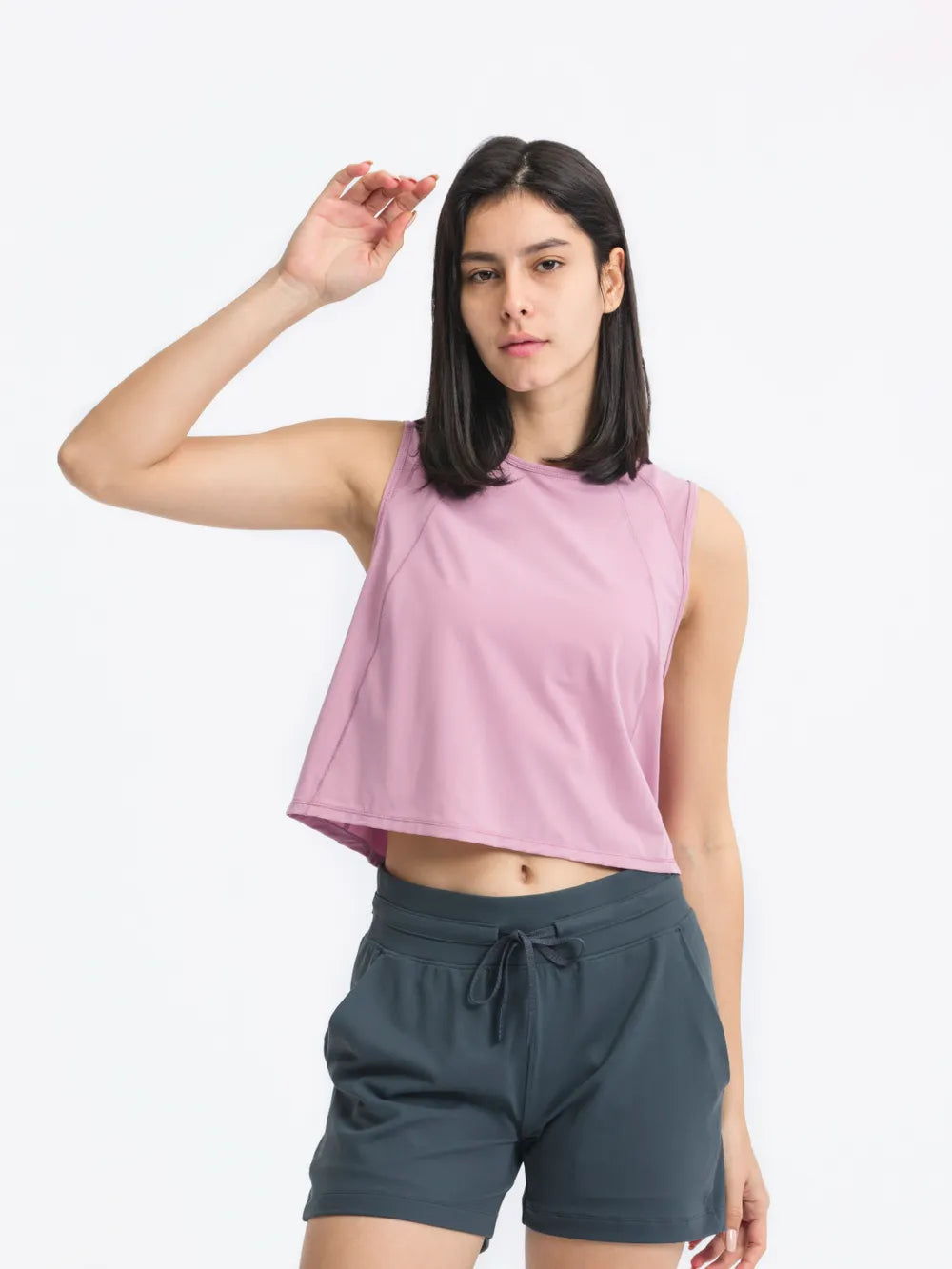 Women's Millennia Round Neck Cropped Active Tank — women's gym top Australia