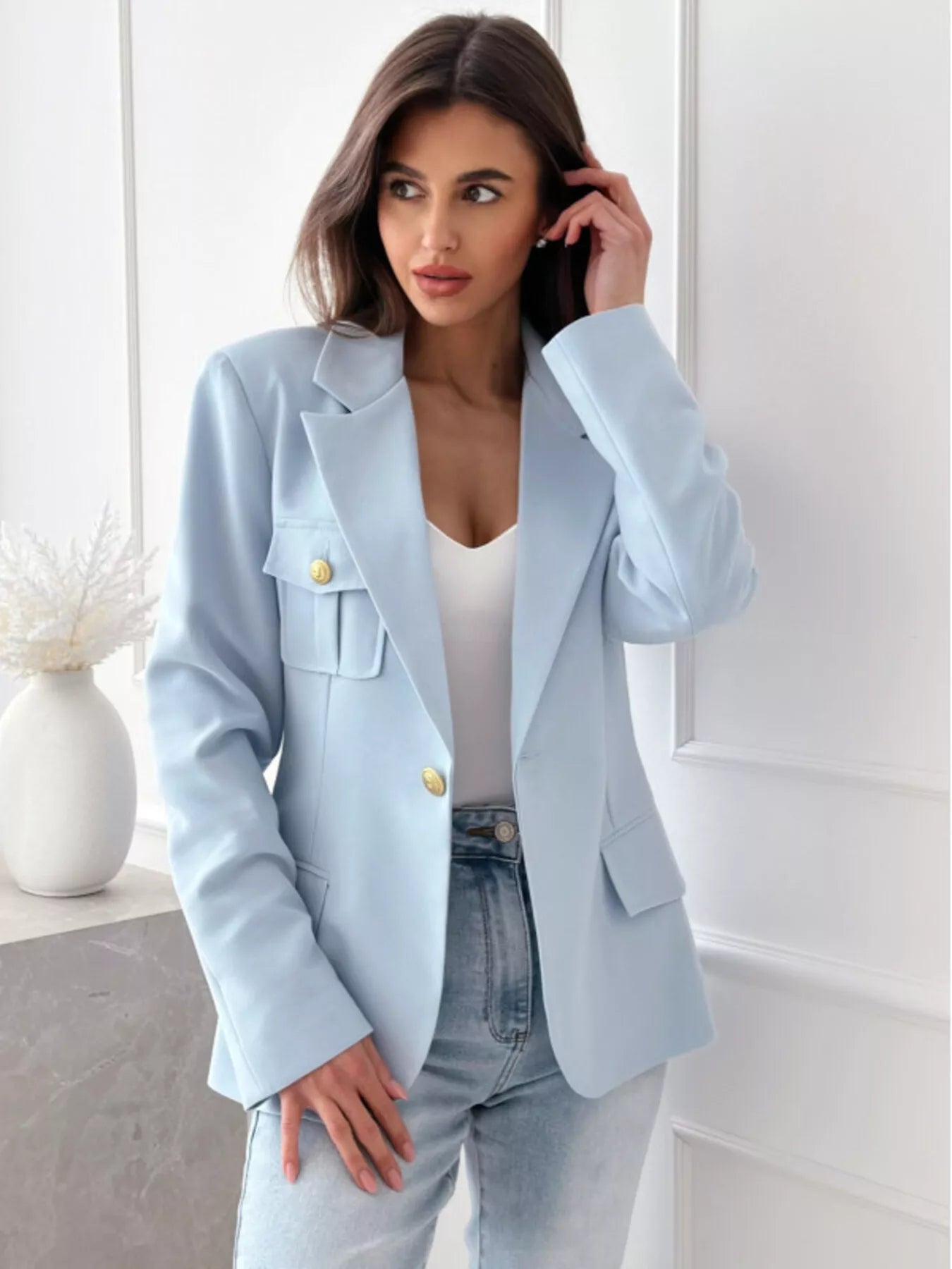 Lapel Collar One Button Blazer — women's blazer Australia