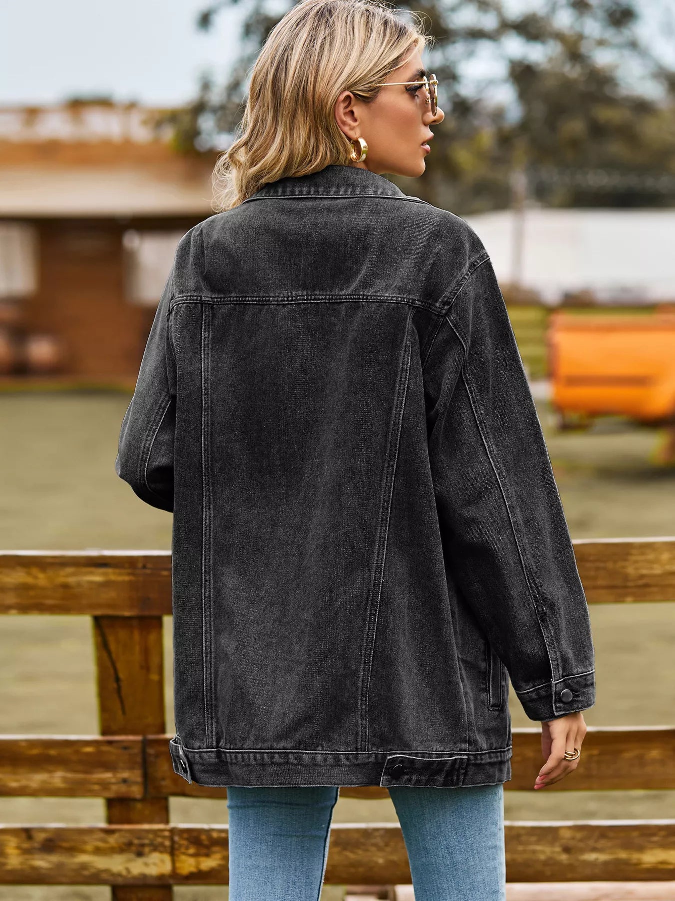 Button Up Long Sleeve Denim Jacket — women's jacket Australia
