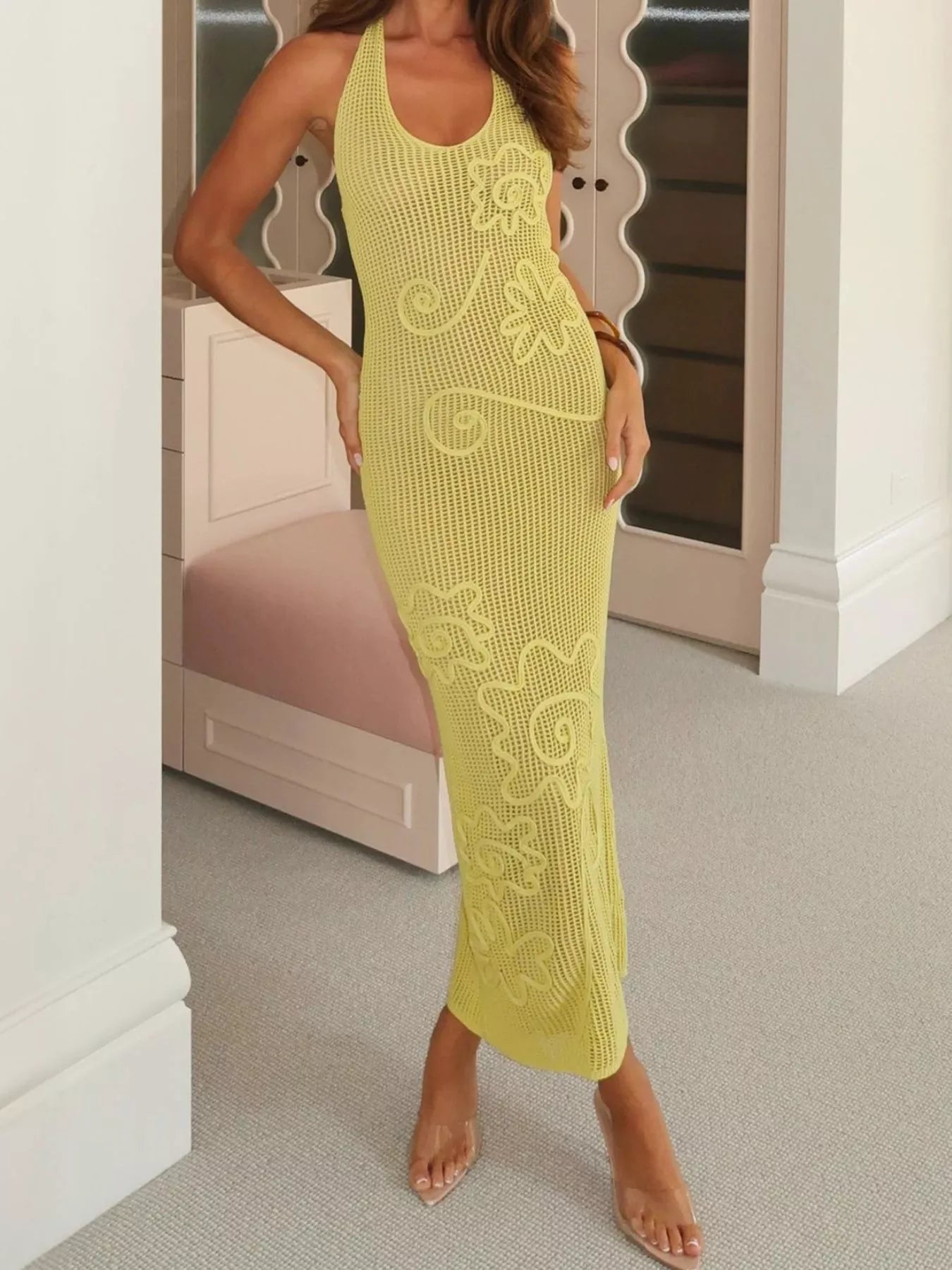 Women's Halter Neck Crochet Maxi Dress — Chic and Unique AU