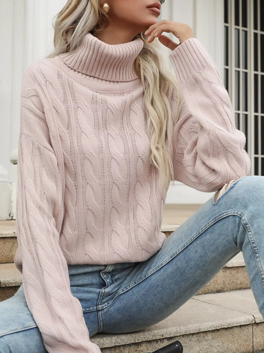 Women's Cable Knit Turtleneck Sweater — women's knit sweater Australia