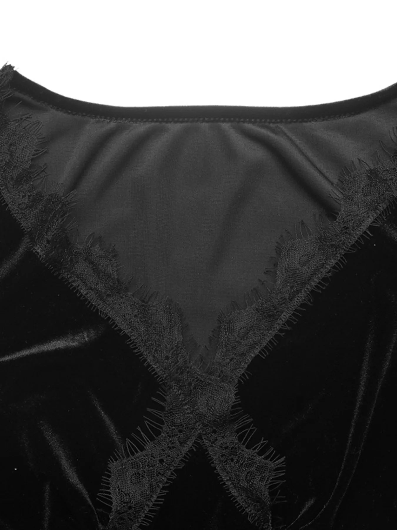 Women's Velvet Lace Trim V-Neck Mini Dress — Chic and Unique AU
