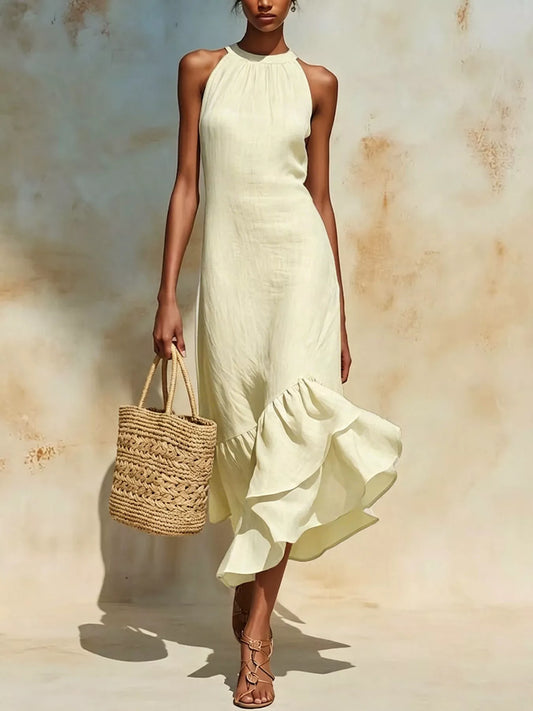 Women's Full Size Ruffle Hem Sleeveless Midi Dress Plus Size — Chic and Unique AU