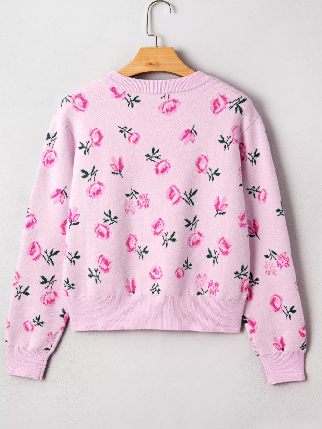 Women's Floral Drop Shoulder Cropped Sweater — women's cropped sweater Australia