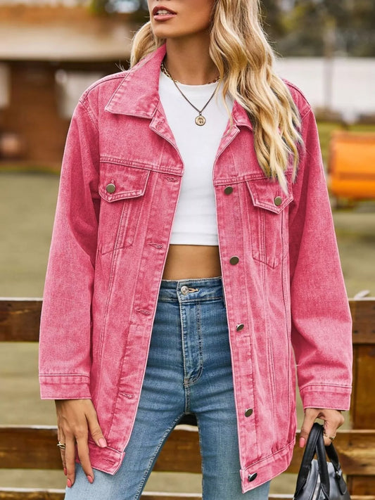 Button Down Washed Denim Jacket — women's jacket Australia
