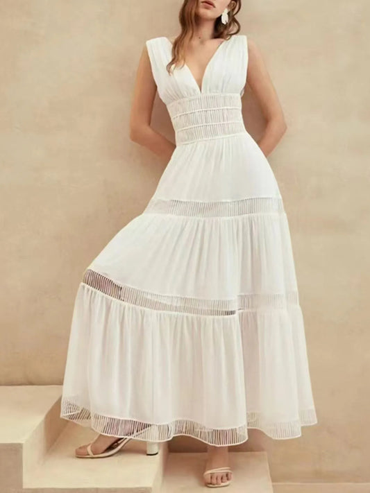 Tiered V-Neck Sleeveless Maxi Dress — women's maxi dress Australia