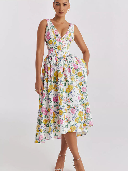 V-Neck Sleeveless Midi Dress — women's casual dress Australia
