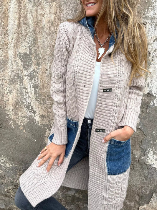 Women's Full Size Hooded Cable Knit Longline Cardigan Plus Size — women's knitwear Australia
