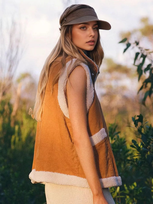 Button Up Sherpa Vest Coat — women's vest Australia
