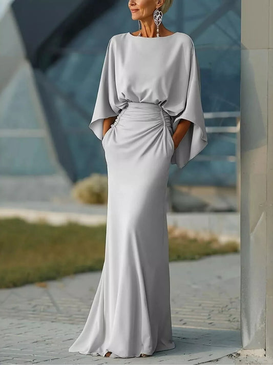 Batwing Sleeve Ruched Maxi Dress — women's formal dress Australia