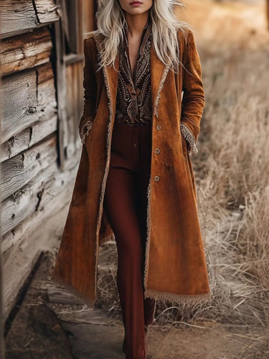 Fringe Trim Longline Outerwear — women's outerwear Australia