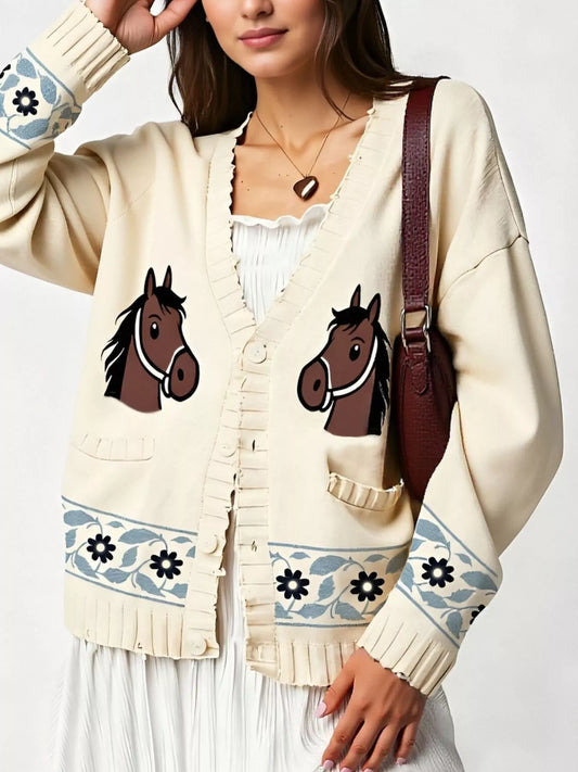 Women's Horse Button Down Cardigan — women's knitwear Australia