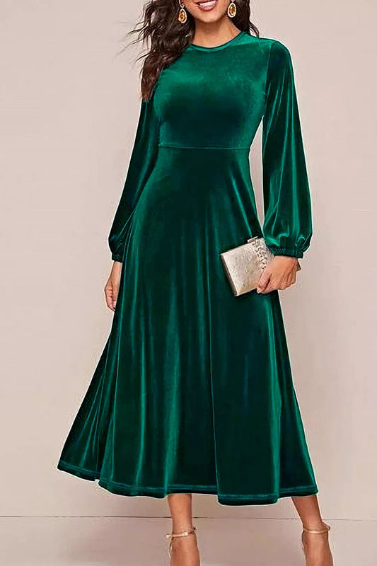 Women's Velvet Balloon Sleeve Maxi Dress — Chic and Unique AU