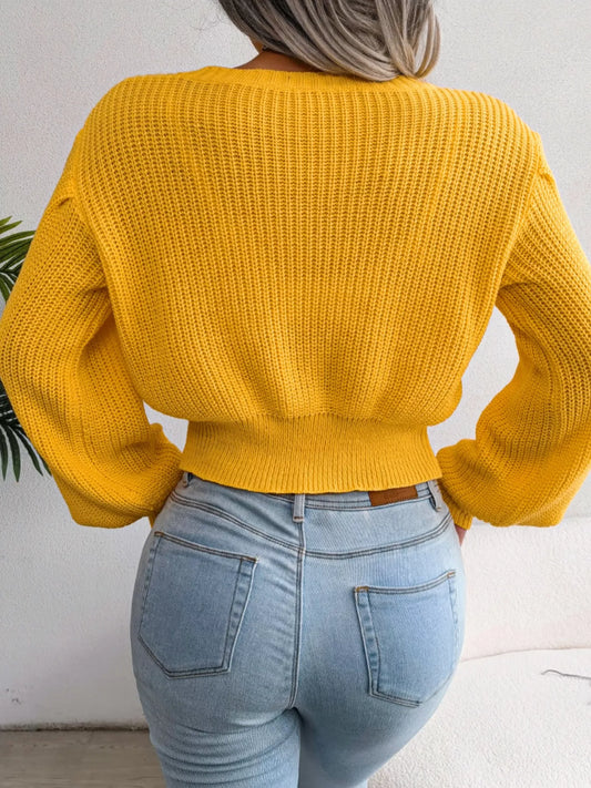 Women's Cable Knit Round Neck Cropped Sweater — women's cropped sweater Australia