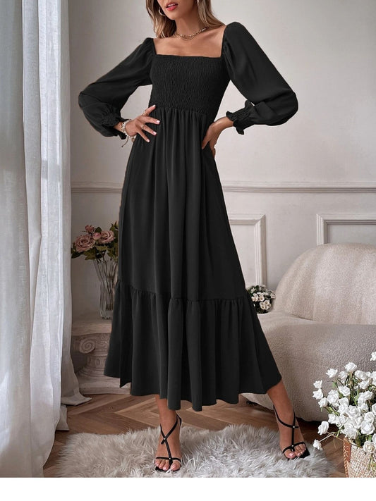 Smocked Long Sleeve Midi Dress — women's casual dress Australia