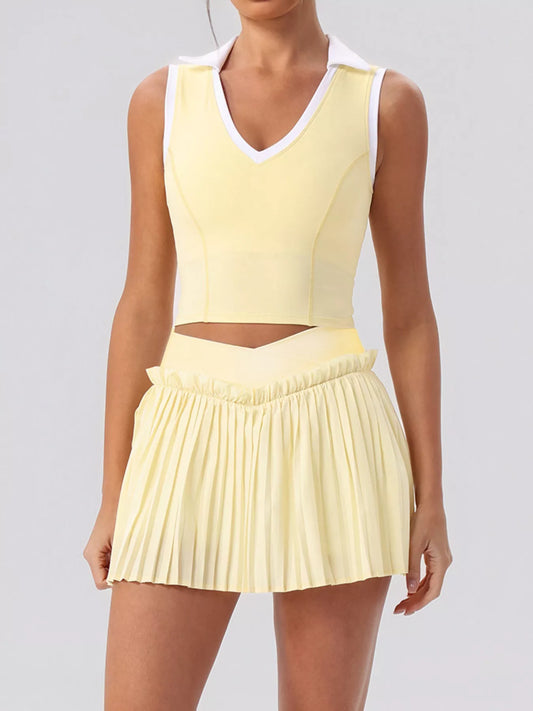 Sleeveless Top and Pleated Skirt Active Set — gym set Australia