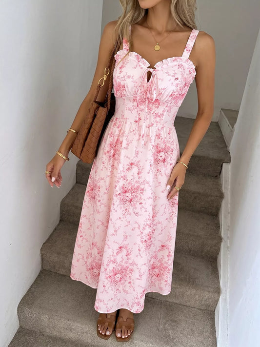 Floral Print Frill Trim Cami Dress — women's casual dress Australia