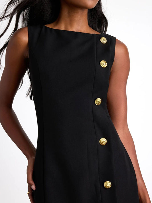 Button Decor Sleeveless Mini Dress — women's casual dress Australia