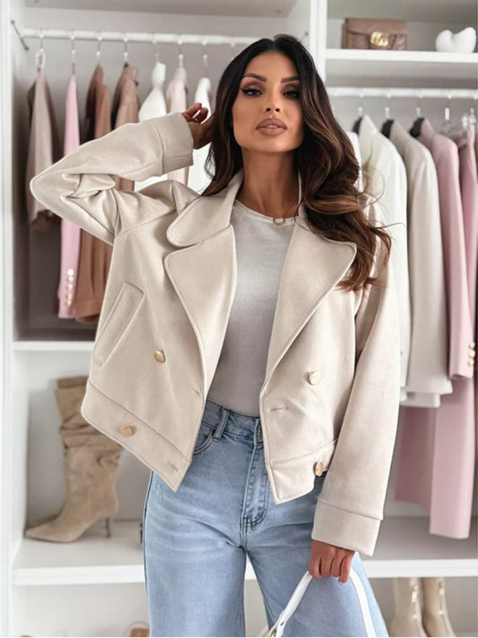 Double-Breasted Lapel Collar Jacket — women's jacket Australia