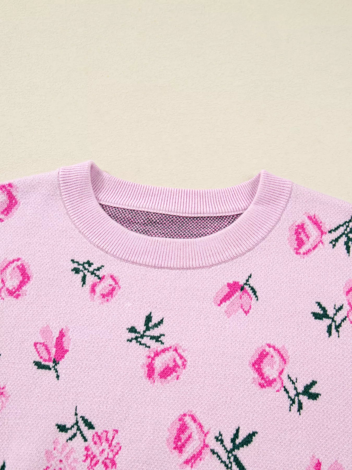 Women's Floral Drop Shoulder Cropped Sweater — women's cropped sweater Australia