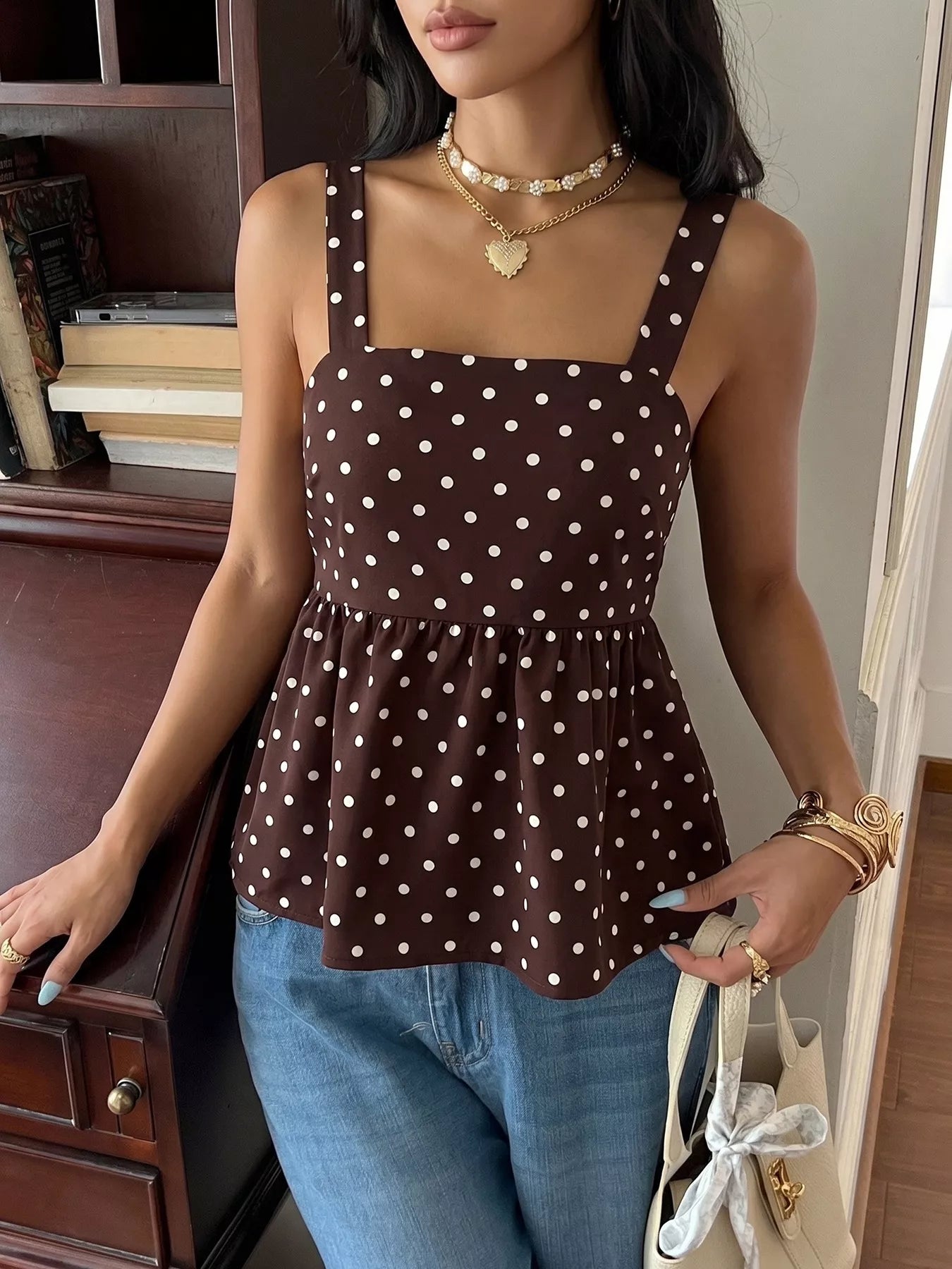Polka Dot Tie Back Cami — women's cami Australia