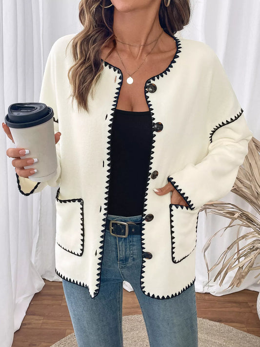 Contrast Trim Button Up Jacket — women's jacket Australia