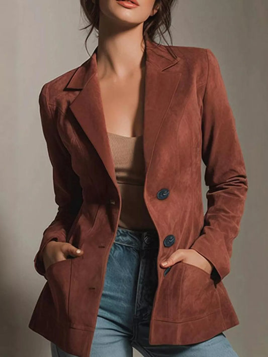 Button Up Lapel Collar Blazer — women's blazer Australia